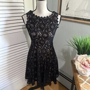 CITY STUDIO Dress Womens 3 Black Lace Fit Flare Mini Retro Y2K Grunge Cocktail